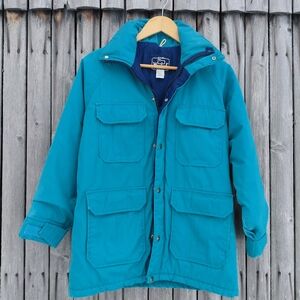 Vintage 80s Woolrich Woman emerald multi pocket coat made in USA Womens S